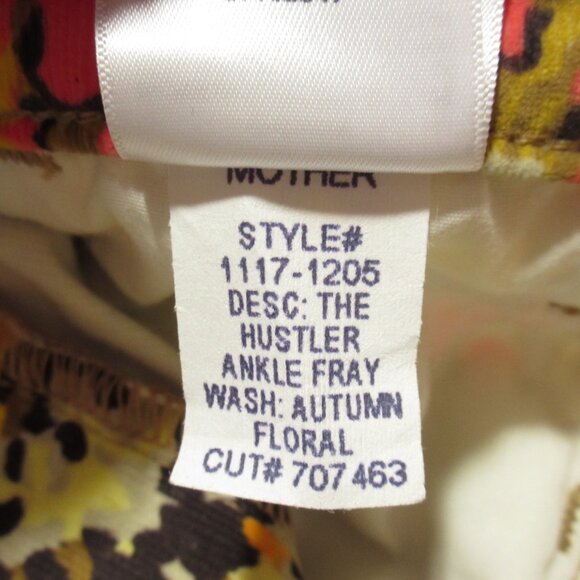 NWT Mother Hustler Ankle Fray Hopscotch Autumn Floral Stretch Corduroy Pant 27 - Picture 5 of 13